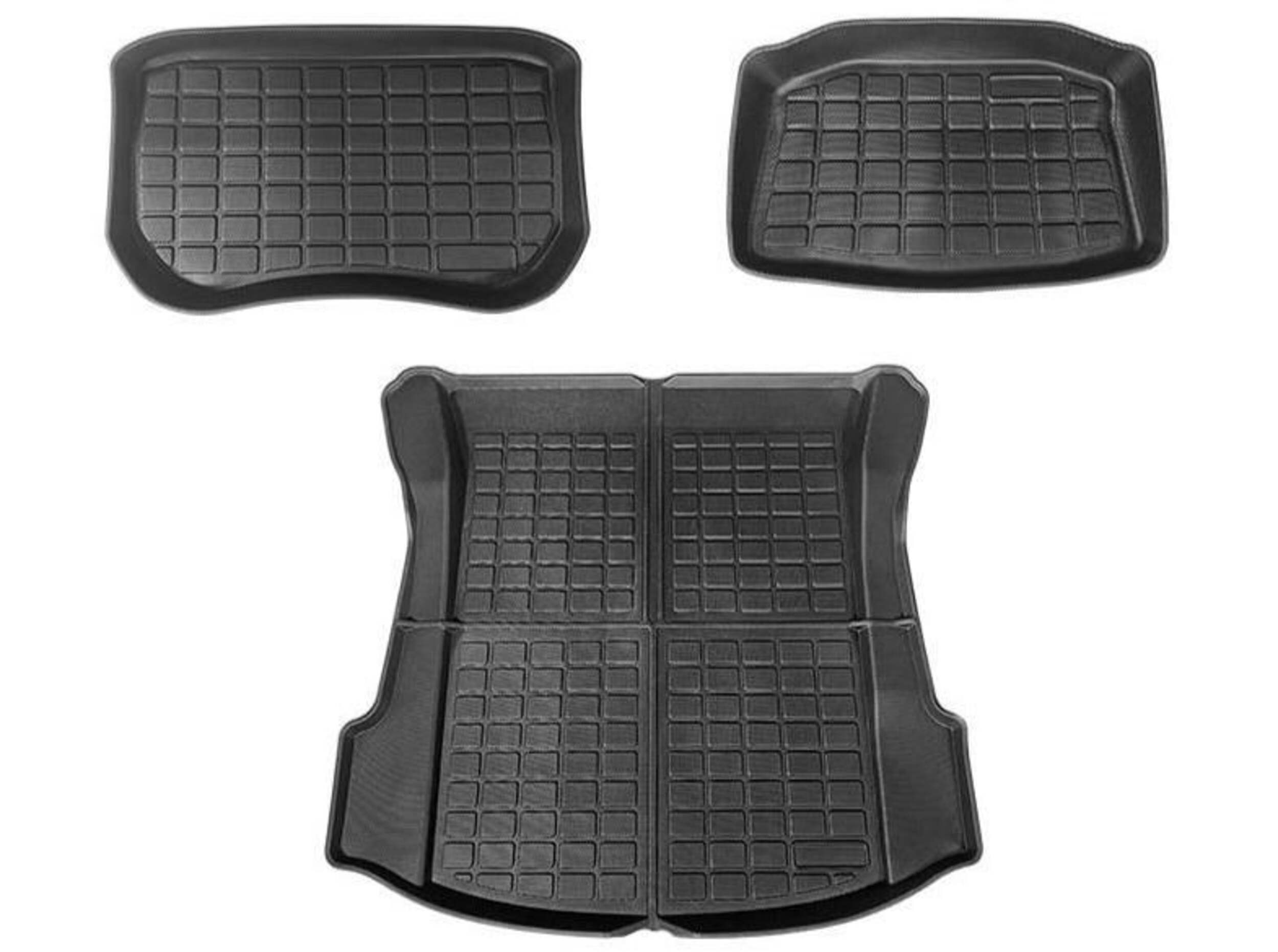 EVACA Tesla Model 3 Frunk/Trunk/Compartment Mat Set, 3-pc Overhead_Flat