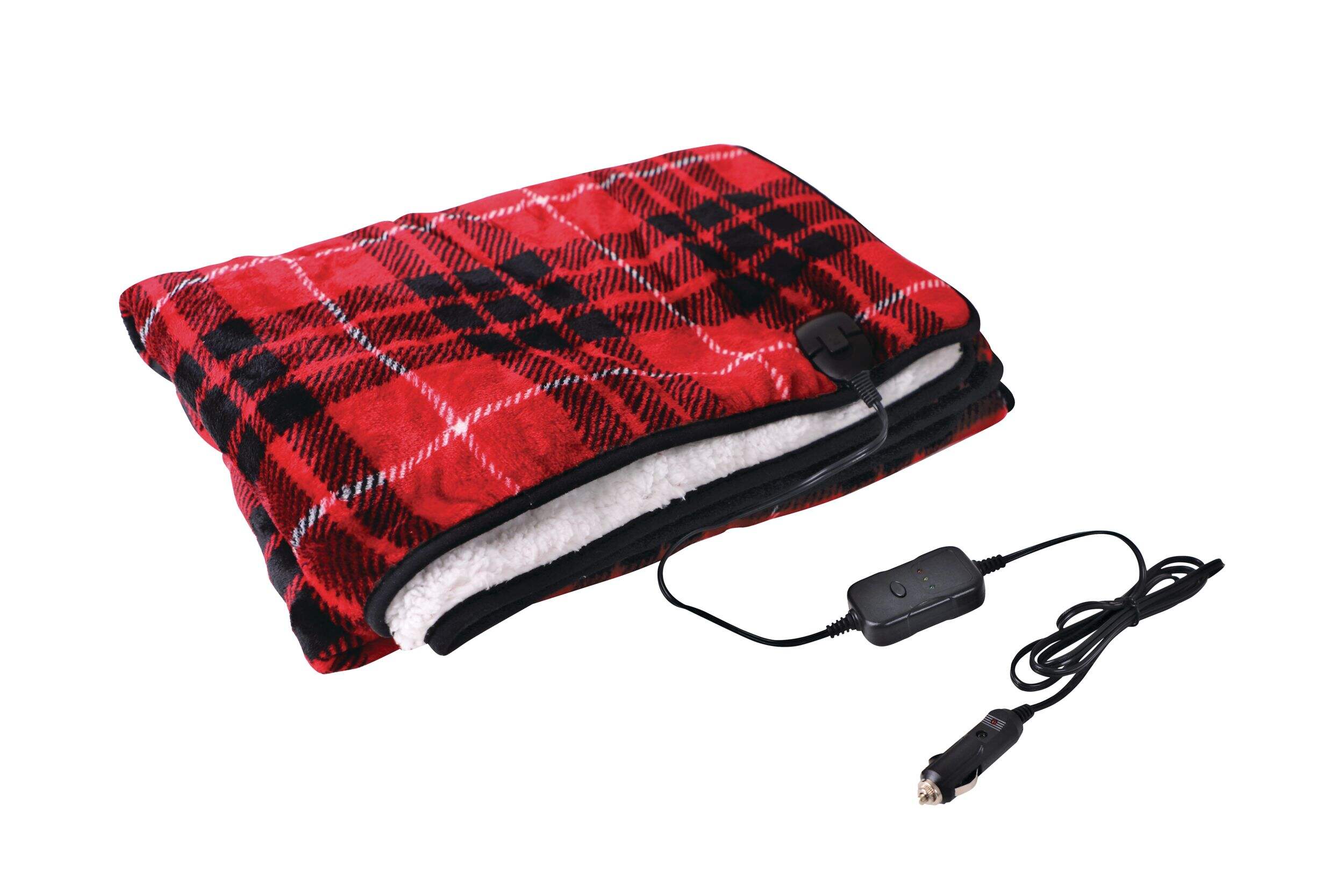 Treksafe 12V Heated Sherpa Blanket Front_Three_Fourths_Angled_Right