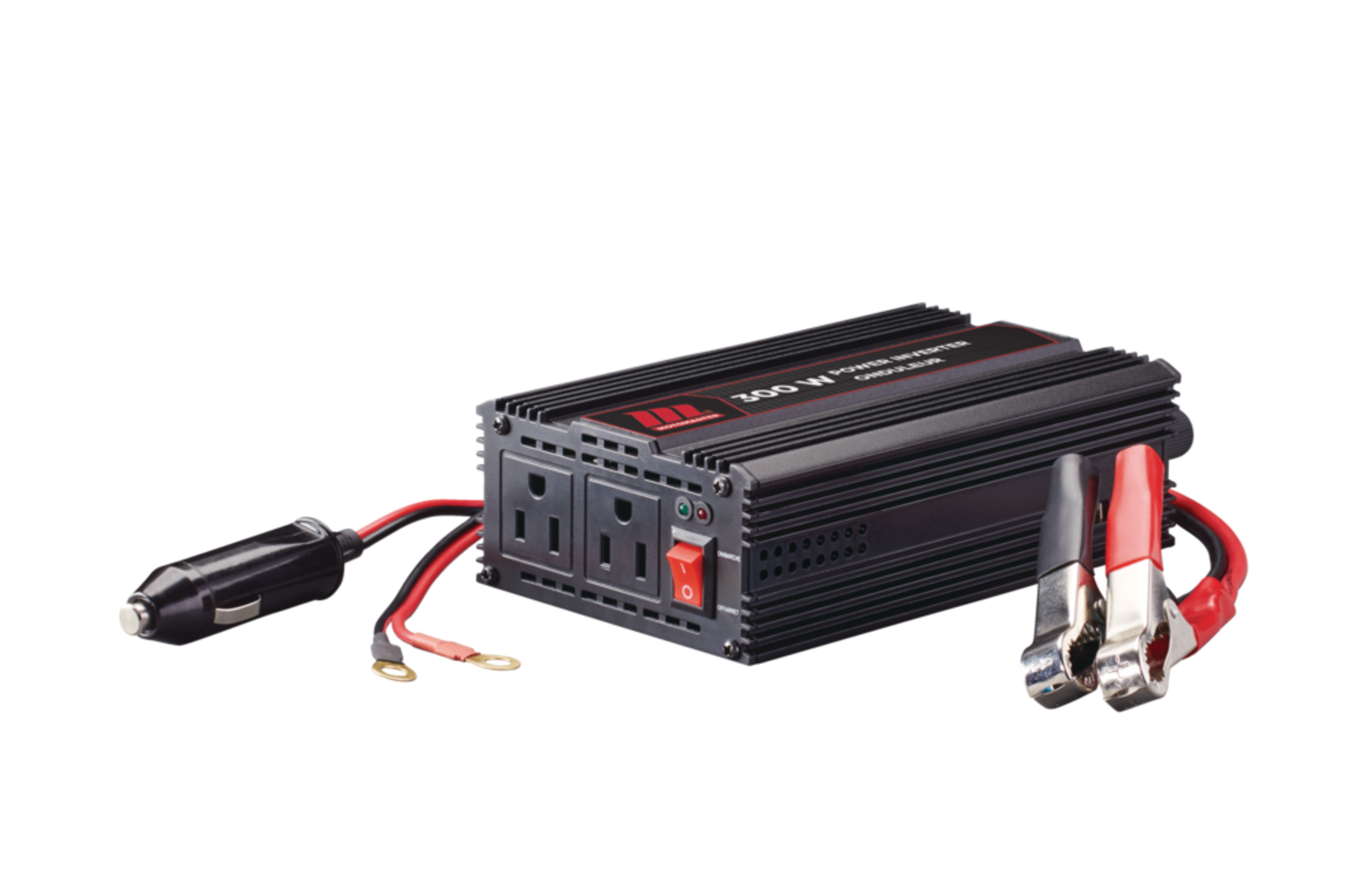 MotoMaster 300W Inverter with USB Port, Power-On Indicator Front_Three_Fourths_Angled_Right