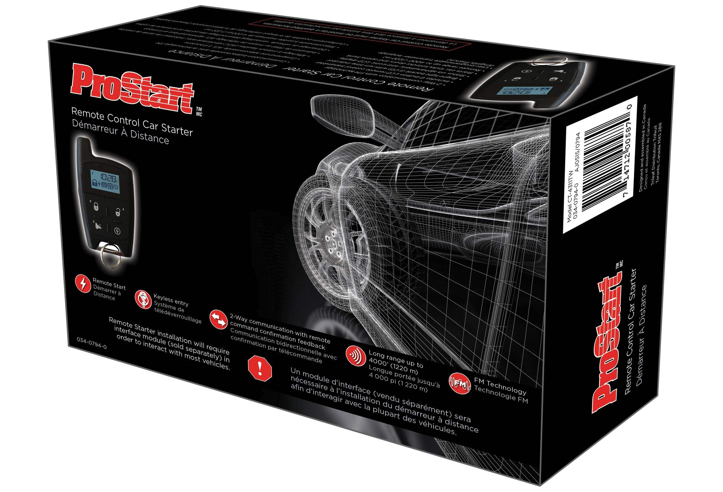 ProStart 6-Button 2-Way LCD Remote Starter Front_Angled_Left
