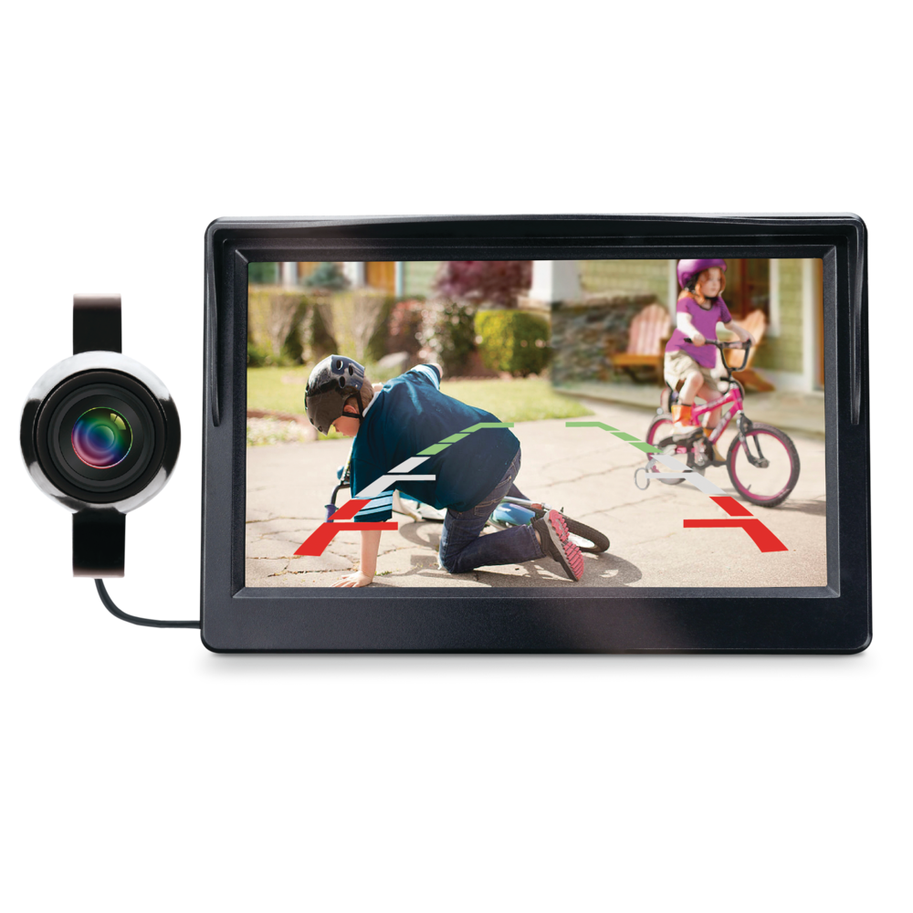 Caméra de recul HD Reload 720p avec fil, moniteur HD de 5 po et support à  ventouse, noire