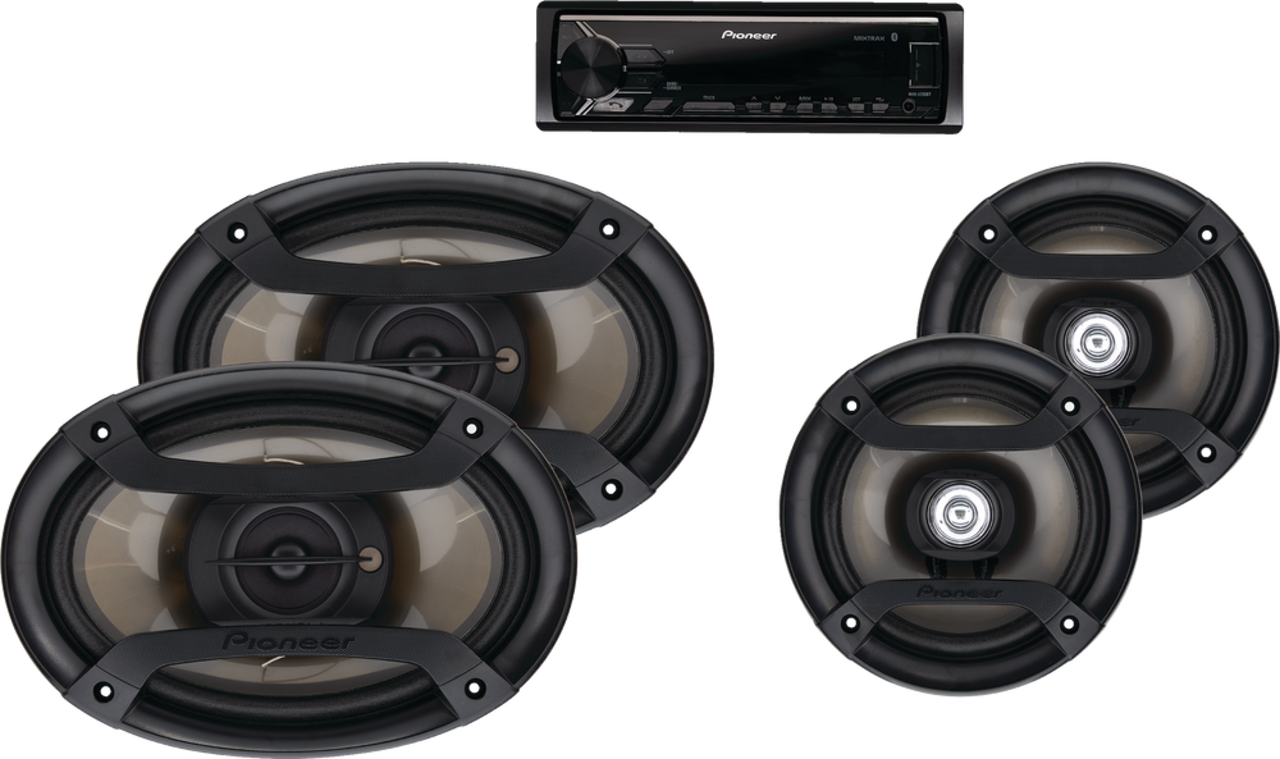 Pioneer Bluetooth Car Stereo Receiver with Pair of 6.5-in & Pair of 6x9-in  Speakers