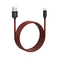 Bluehive Type-C Charger & Sync Cable, Fishnet, Red, 6-ft Front_Three_Fourths_Angled_Right