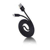Bluehive Type-C Charger & Sync Cable, Leather, Black, 3-ft Front_Angled_Right