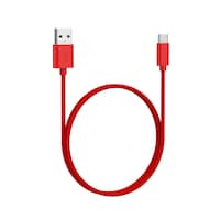 Bluehive Braided Type-C Charger & Sync Cable, Red, 3-ft Front_Three_Fourths_Angled_Right