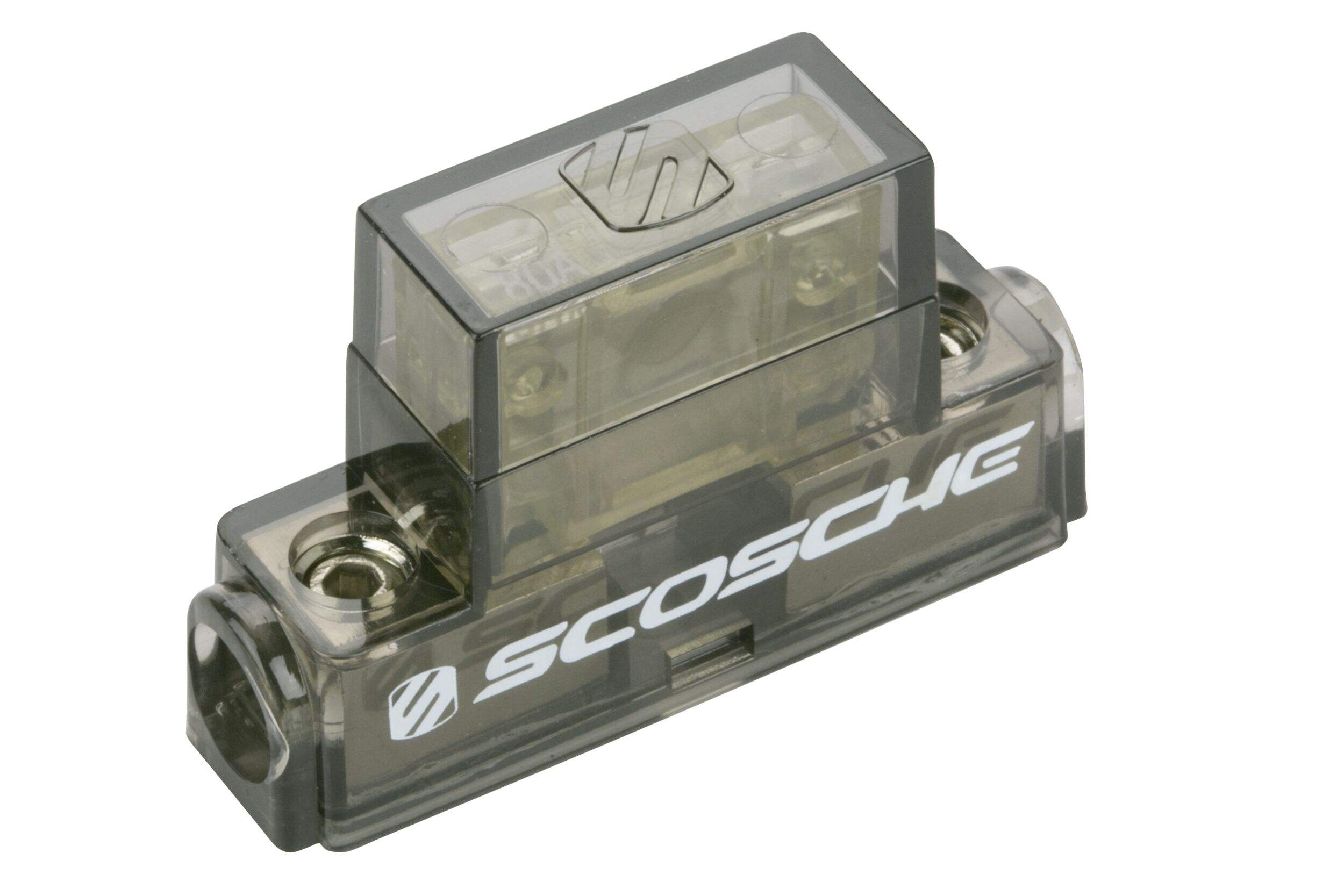 Scosche In Line Fuse Holder with 40 and 80-Amp Maxi-Fuse Front_Three_Fourths_Angled_Right