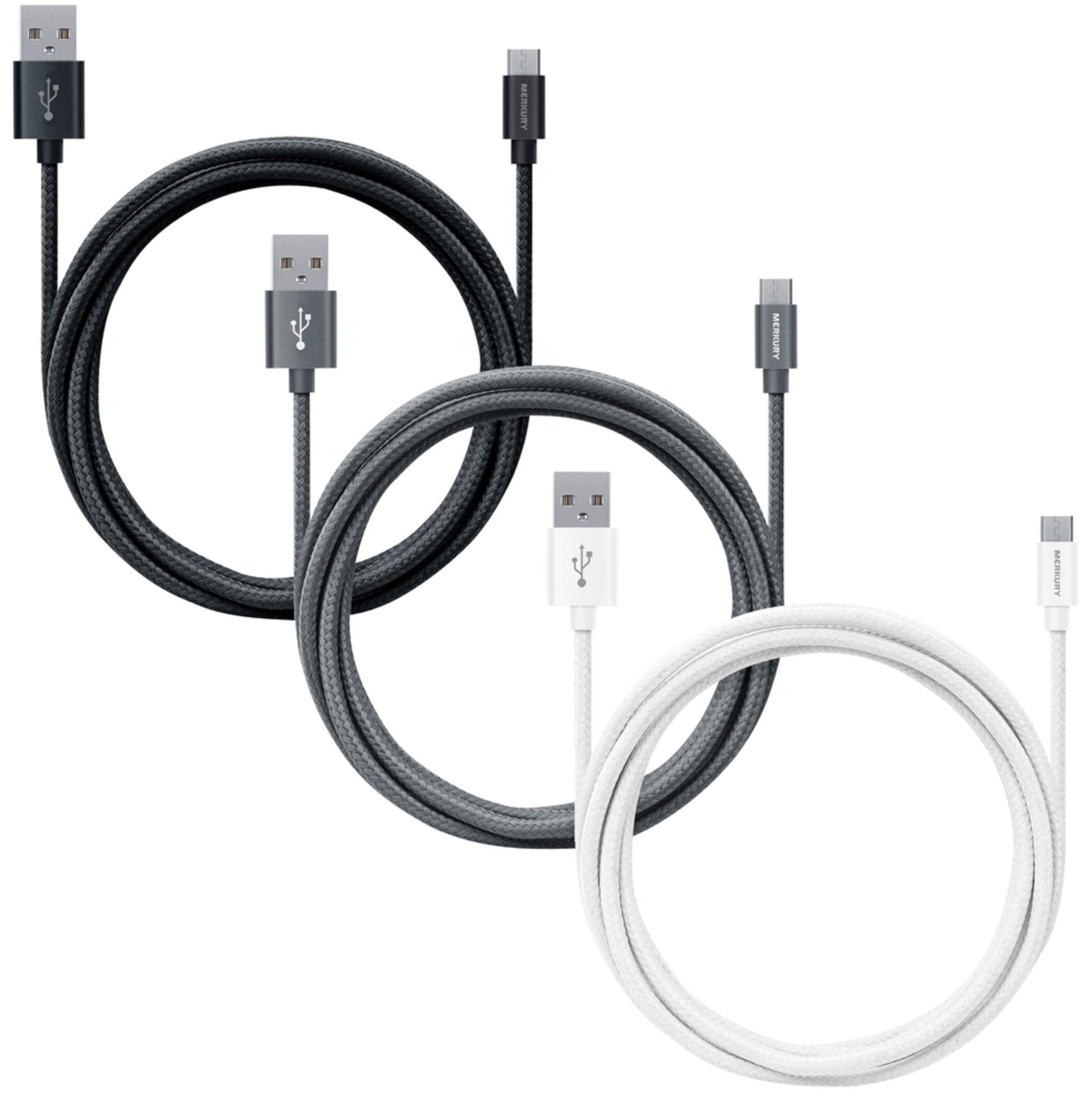 Merkury Micro USB Cables, 3-ft, 3-pk Composite_or_Mixed
