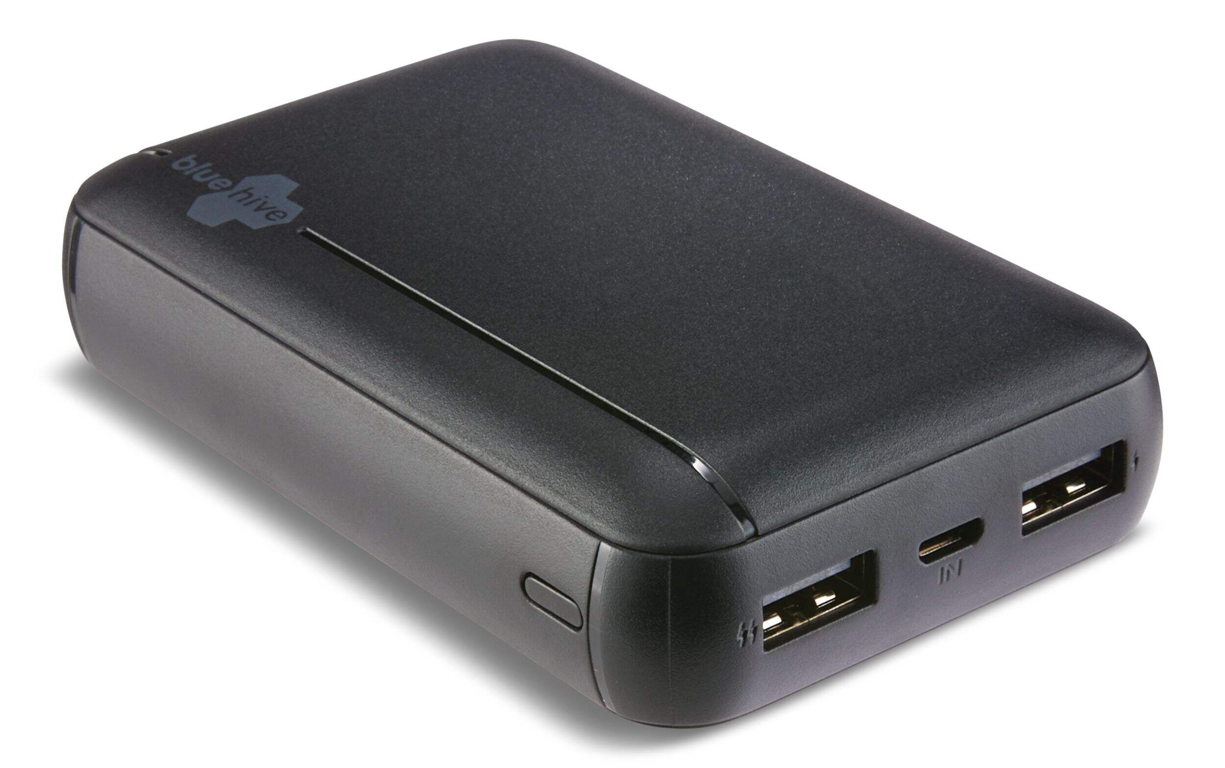 Bluehive 10,000 mAh Type-C Power Bank, Black Front_Angled_Right