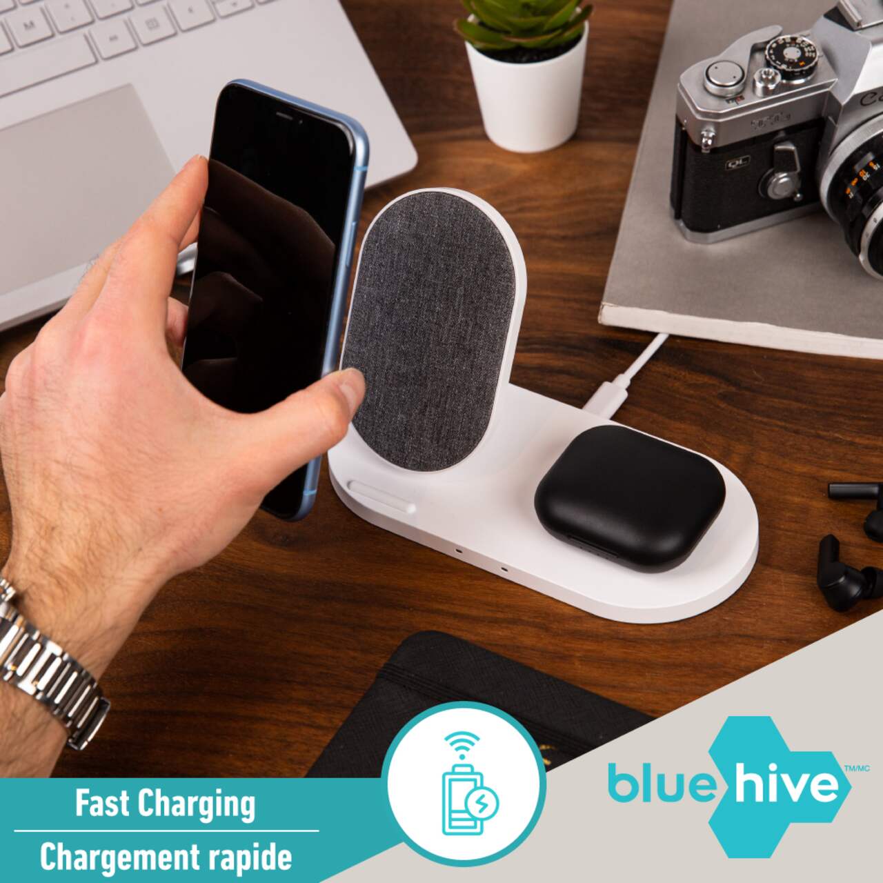 Bluehive 10W Fabric Wireless Charging Stand & Pad, Compatible with Most  Qi-Enabled Devices