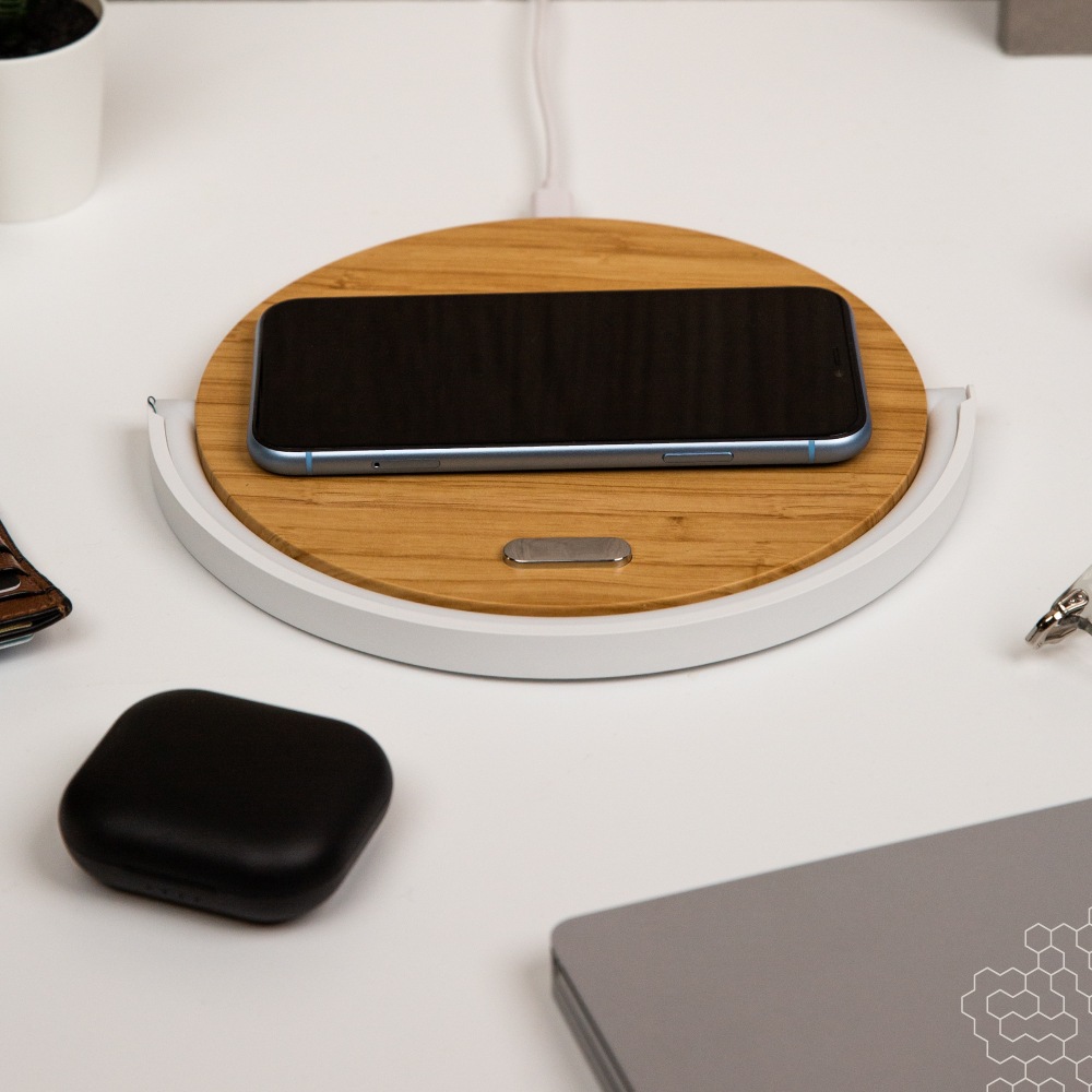 Bluehive 10W Bamboo Wireless Charging Pad with Arch LED Light