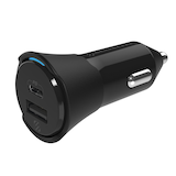 Scosche PowerVolt™ PD32 2-Port USB-C & USB-A Car Charger Front_Three_Fourths_Angled_Left