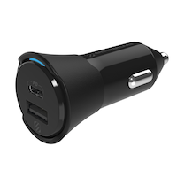 Scosche PowerVolt™ PD32 2-Port USB-C & USB-A Car Charger Front_Three_Fourths_Angled_Left