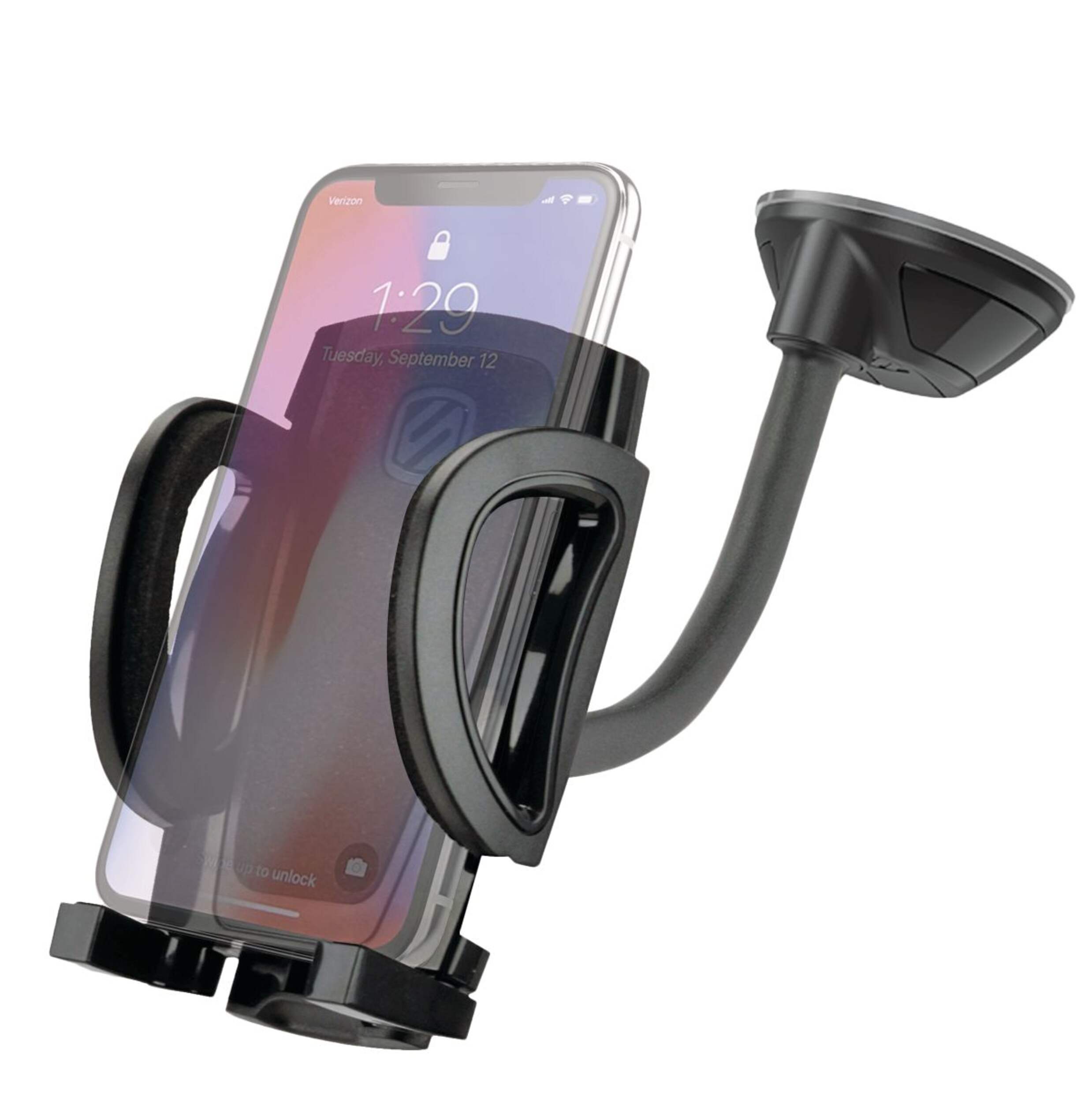 Scosche IHW10 StuckUP 4-in-1 Universal Phone & GPS Car Mount for iPhone & Mobile Devices Front_Three_Fourths_Angled_Left
