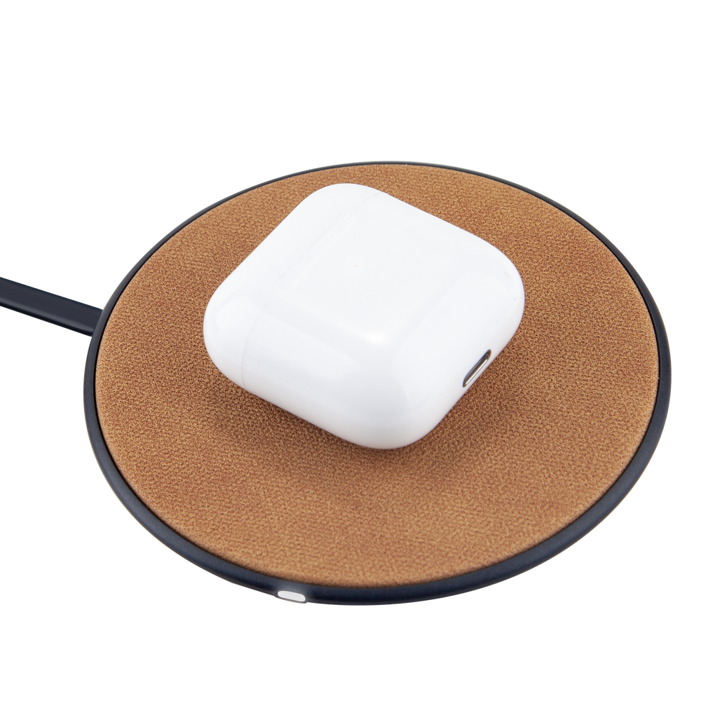 Bluehive 15 Watt Leather Wireless Charger, Qi Certified, Brown
