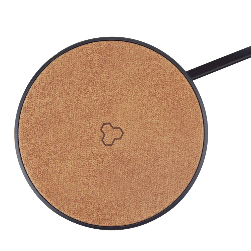 Bluehive 15 Watt Leather Wireless Charger, Qi Certified, Brown