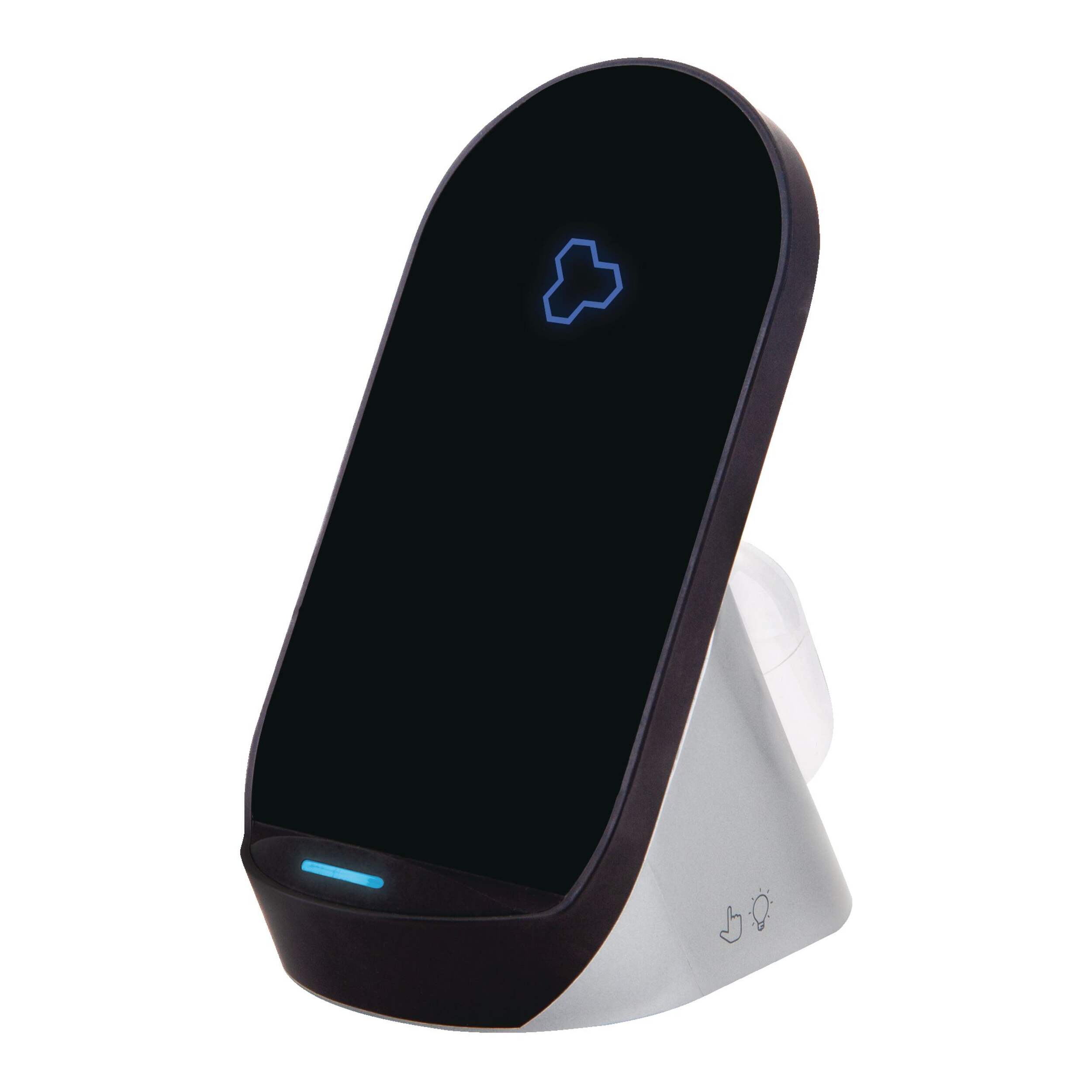 Bluehive 2-in-1 Wireless Charging Stand for Smartphones & Airpods, Black Front_Three_Fourths_Angled_Left