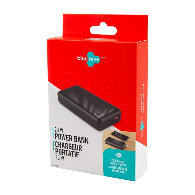 Bluehive Carbon 20,000 mAh PD Fiber Portable Power Bank with 3 LED