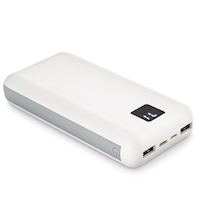 Bluehive 3-Port 16,000 mAh Portable Power Bank with Digital Screen, Compatible with iPods, iPhones and Most Mobile Devices, White