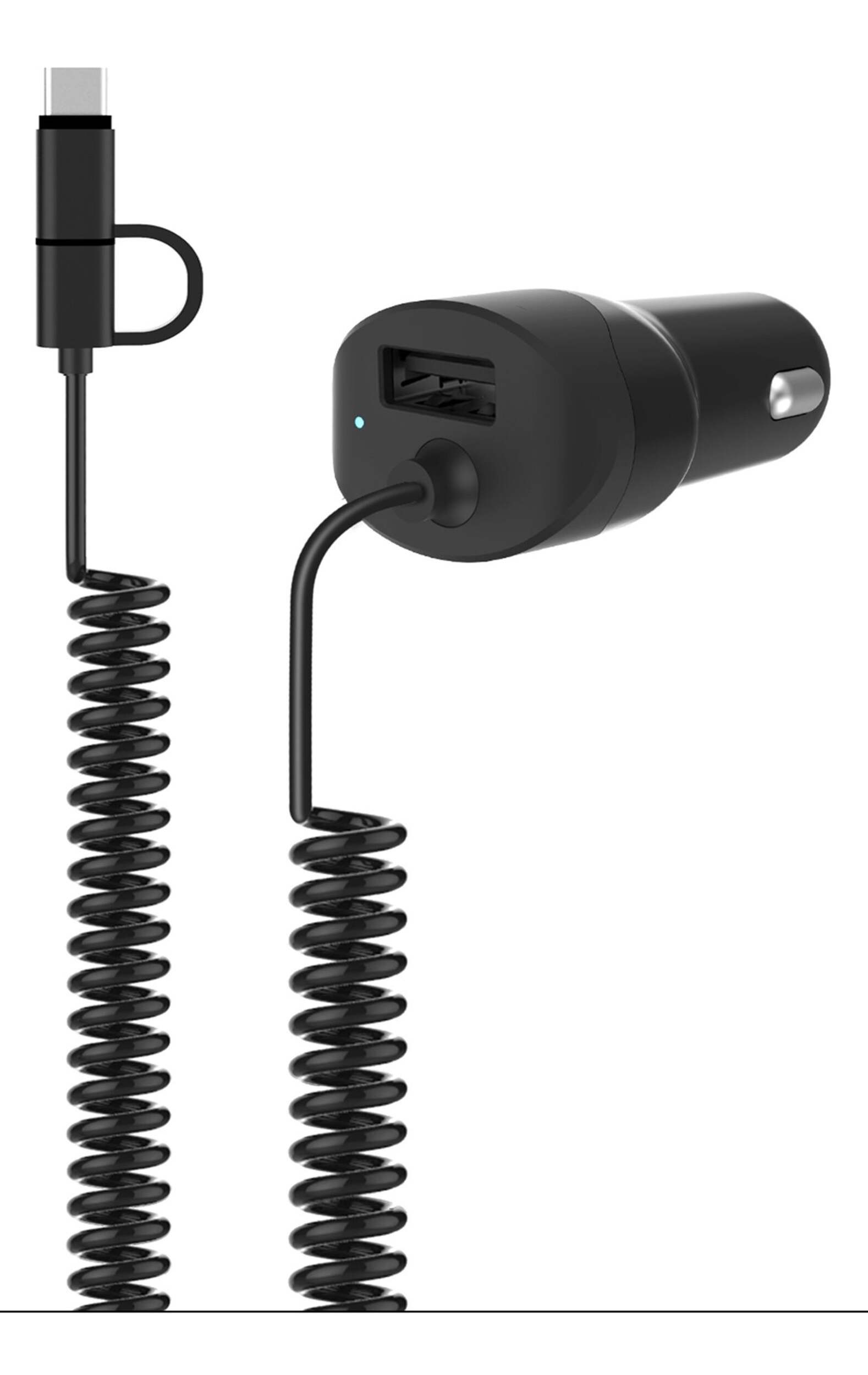 AutoTrends Single USB with 2-in-1 Micro/Type-C Cable, 2.4A CloseUp