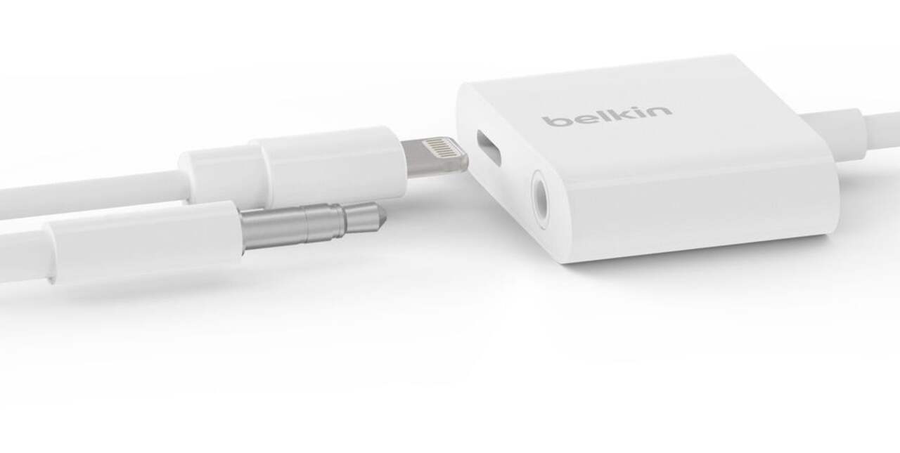 Belkin Audio + Charge Rockstar 3,5 mm (adaptateur auxiliaire pour iPhone/adaptateur  de charge pour iPhone), blanc : : High-Tech
