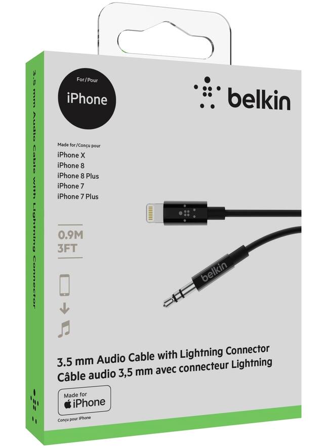 Belkin Belkin 8 pin/Mini-phone Audio/Data Transfer Cable for Speaker iPhone Audio 745883756612 