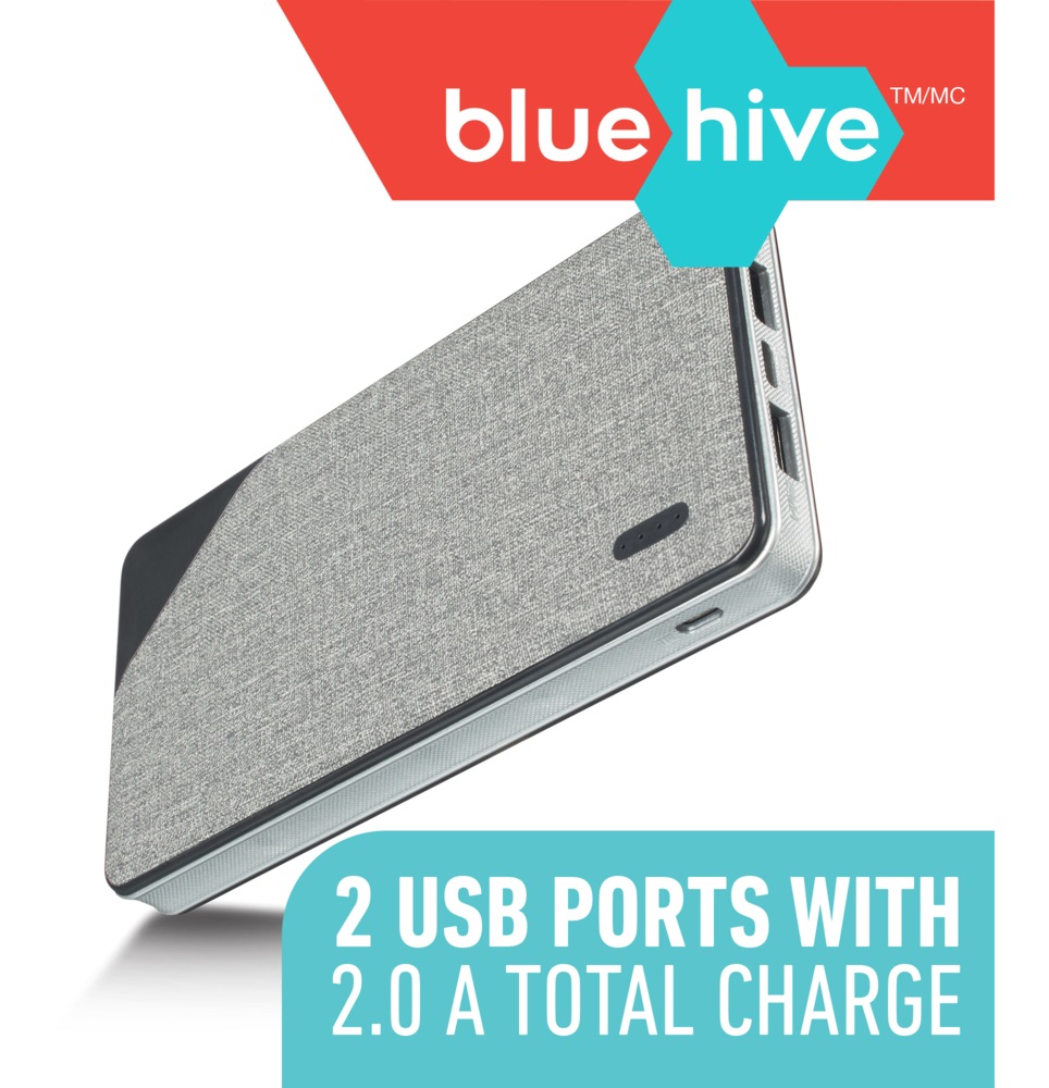Bluehive 10,000 mAh Fabric Power Bank with Power Indicator, Battery