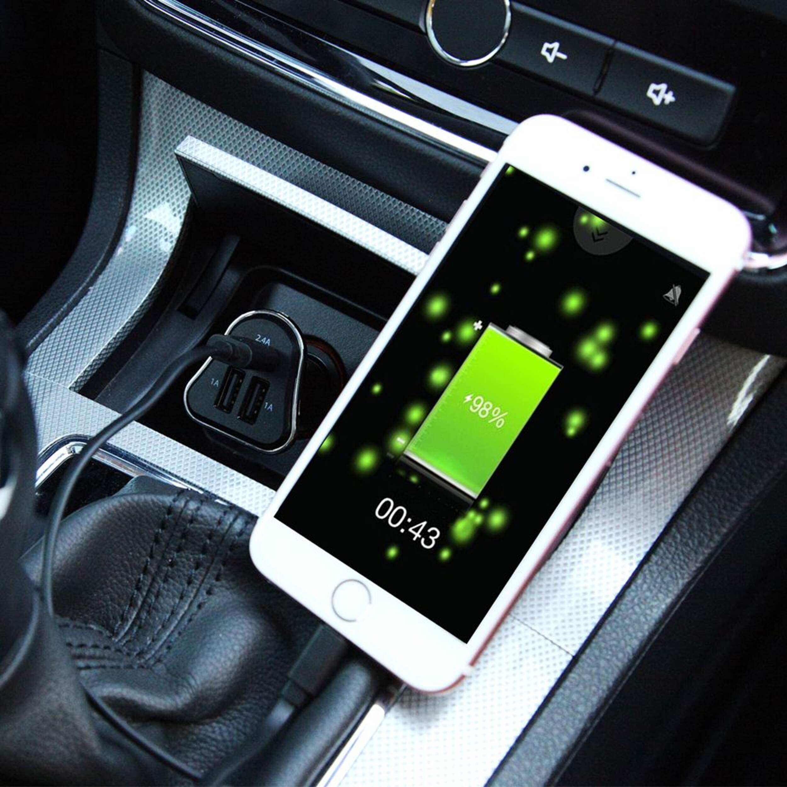 Bluehive USB Car Charger, Compatible with Most Devices Front_Angled_Left