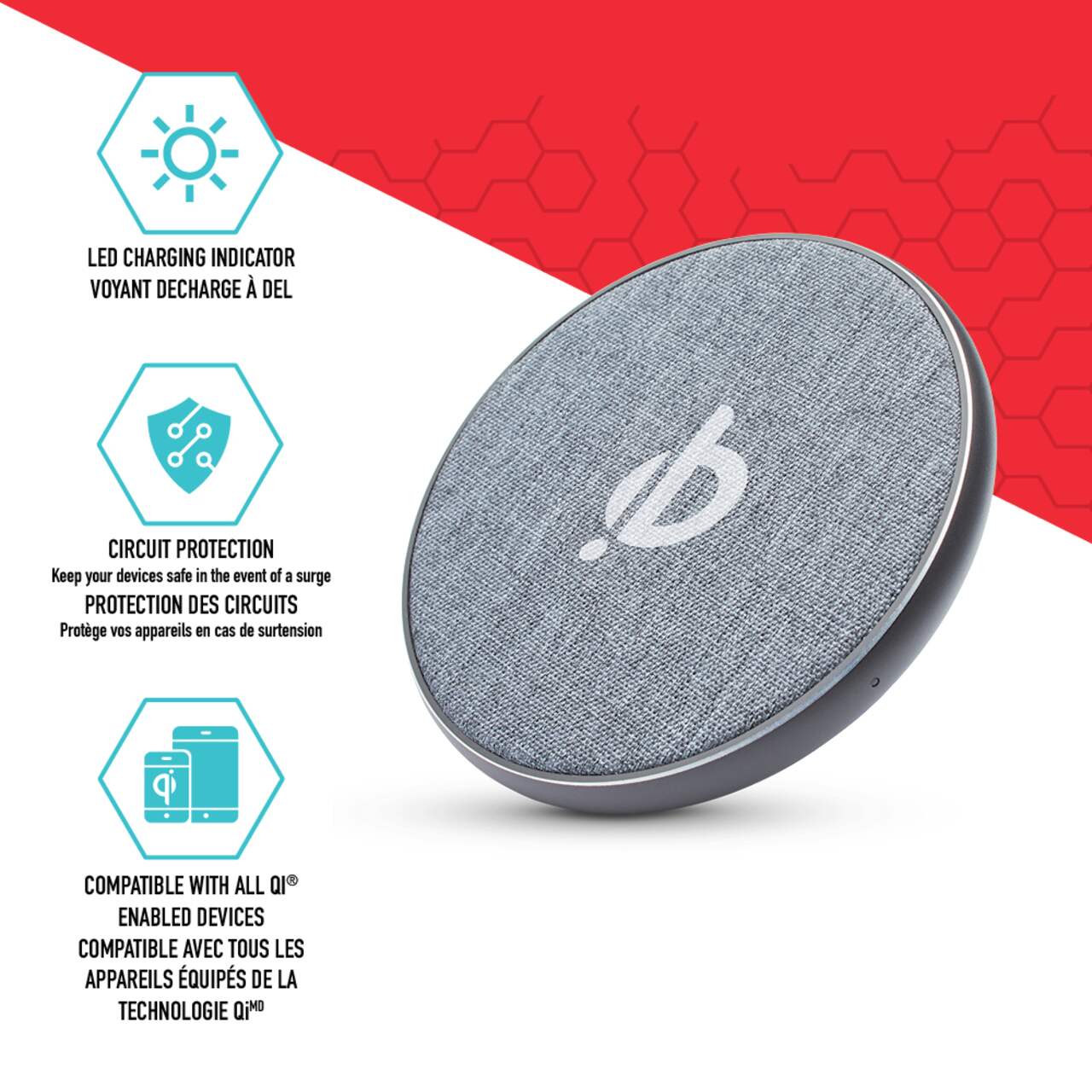 Bluehive Fabric Wierless Charging Pad, Compatible with Qi-Enabled