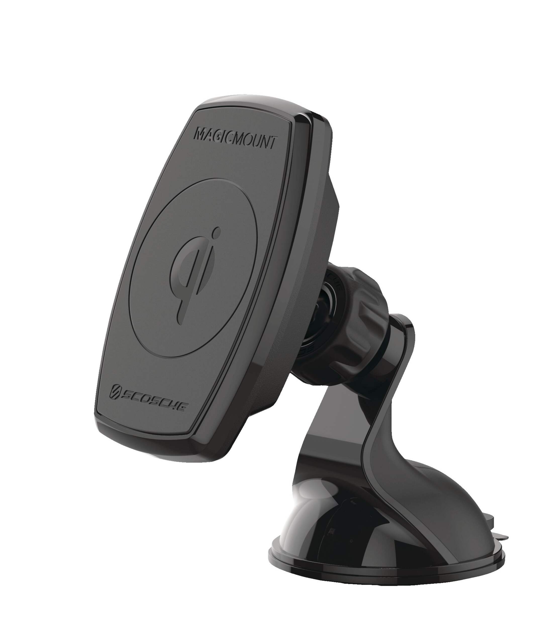 Scosche MagicMount Suction and Adhesive Pro Charge Phone Mount for Vehicles Front_Angled_Left