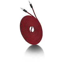 Câble auxiliaire tissé Bluehive, rouge/noir, 10 pi Front_Angled_Right