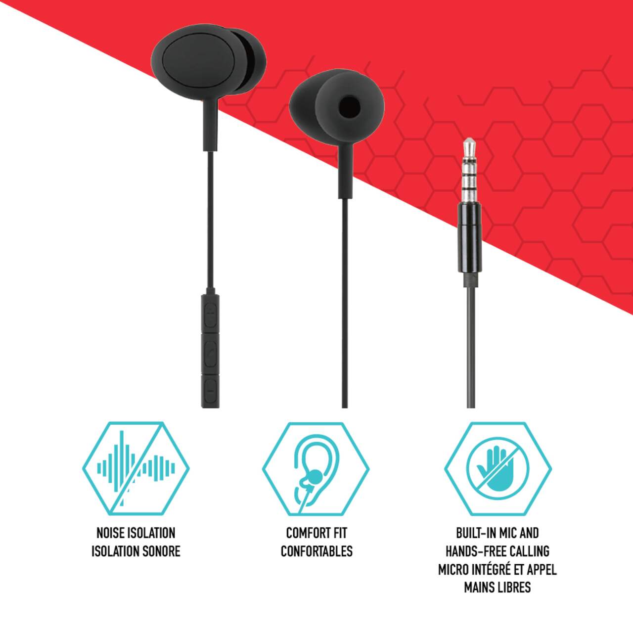 Bluehive Aux Earbuds Black 4 ft