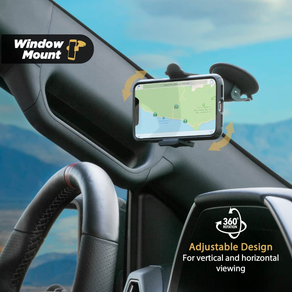 Scosche 3-in-1 Universal Car Mount, Suction Cup Mount for Mobile Devices