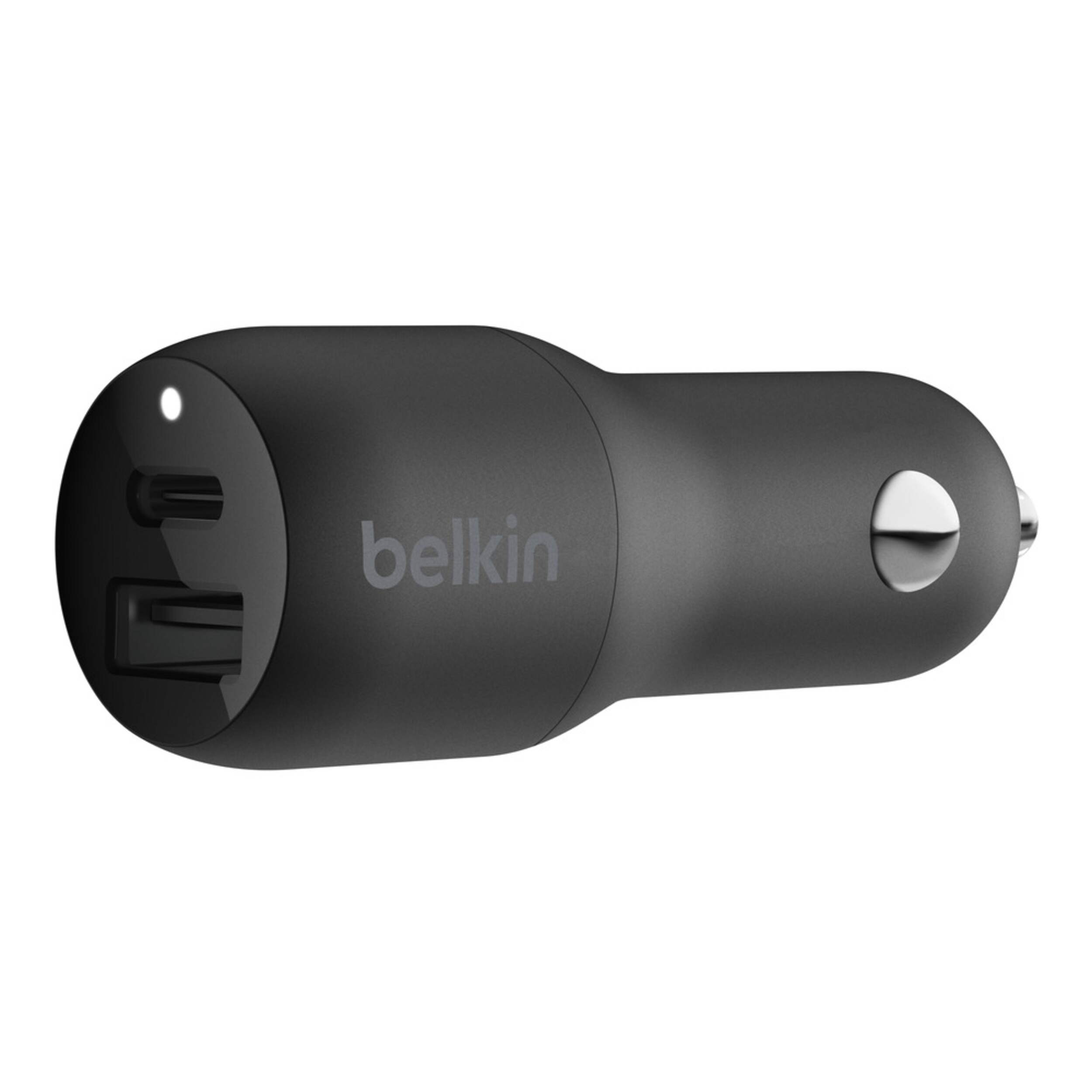 Belkin 18W USB-C Car Charger with USB-C Cable, Black Front_Angled_Left