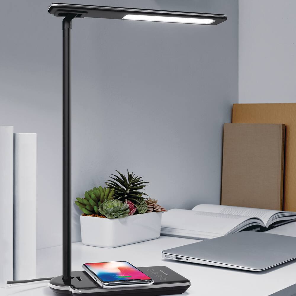 merkury led desk lamp with wireless charger black