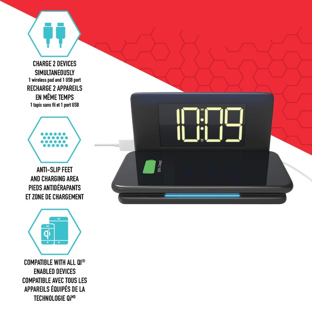 Bluehive Wireless Charger with Alarm Clock Canadian Tire