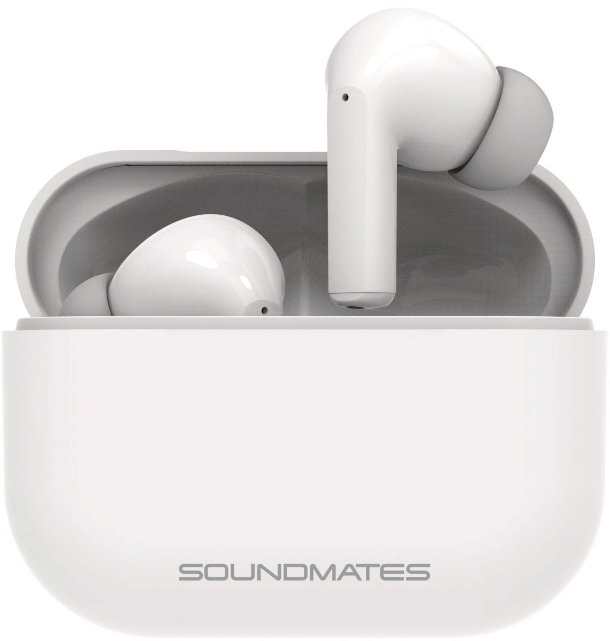 Tzumi SoundMates Pro Bluetooth Earbuds, White Front_Flat