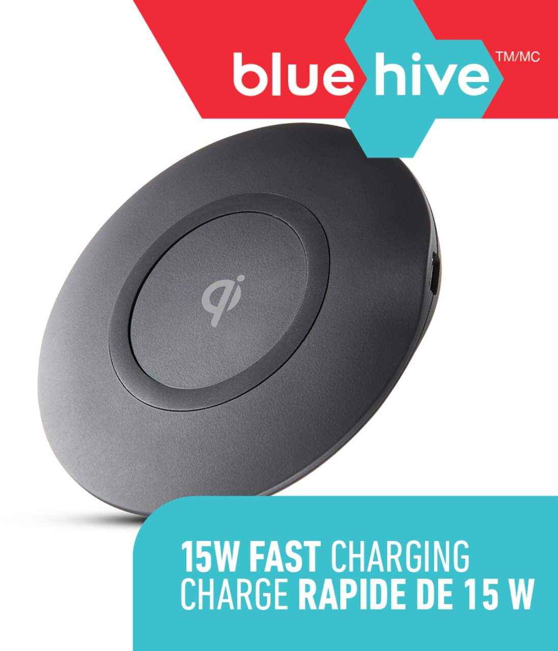 Bluehive - Chargeur sans fil compatible QI à charge rapide, 15W