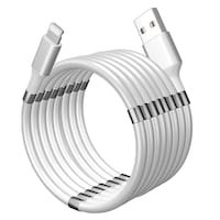 Anex Monkey Magnetic Lightning Charger Cable, Compatible with Apple Devices, White, 6-ft Front_Three_Fourths_Angled_Left