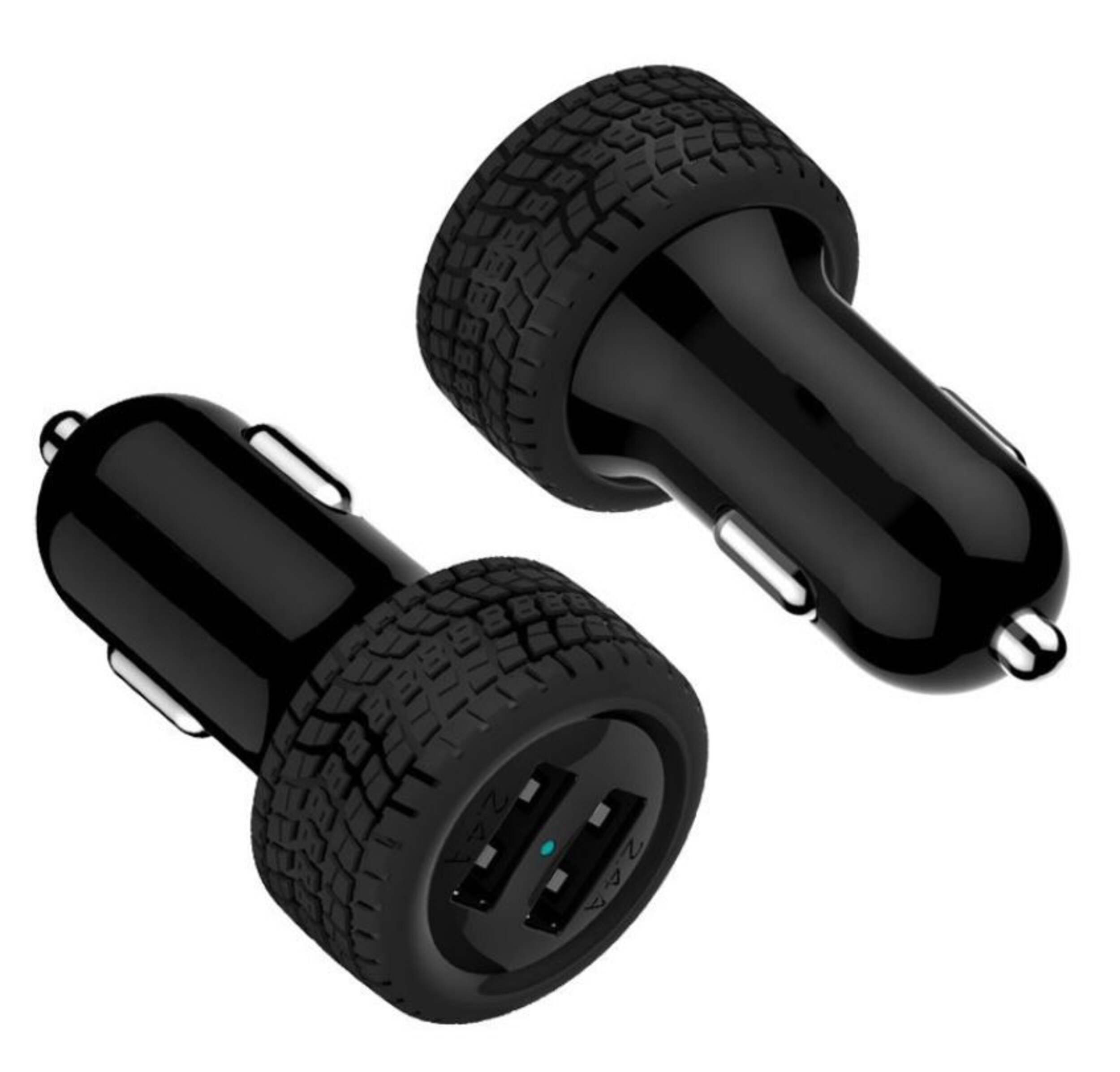 Bluehive 24 Watt Tire Pattern Car Charger with Dual USB-A Ports, Black Composite_or_Mixed