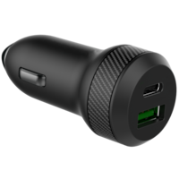 Bluehive 45 Watt Carbon Fiber Car Charger with USB-C & USB-A Ports, Black