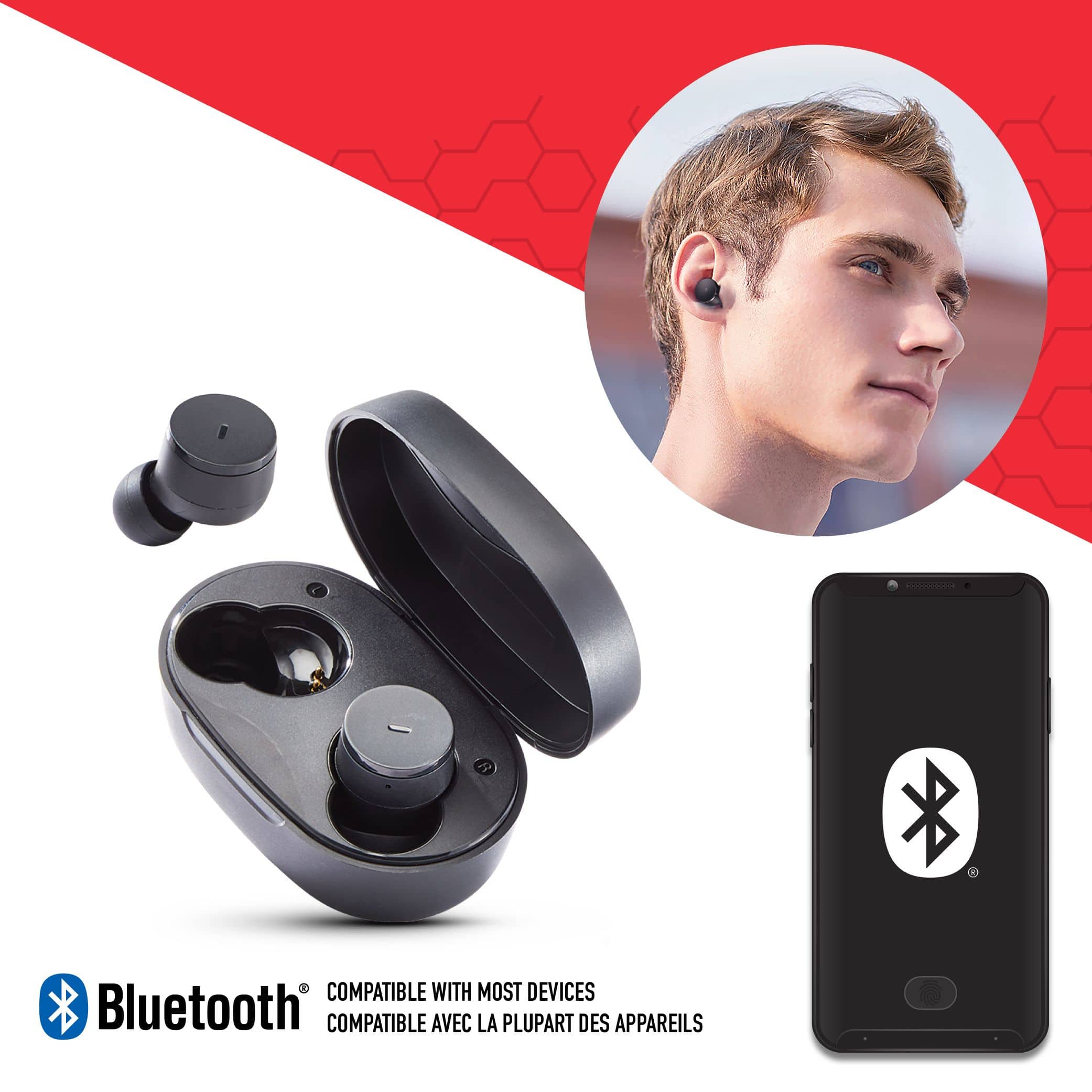 Bluehive BlueBuds True Wireless Earbuds, with Charging Case and