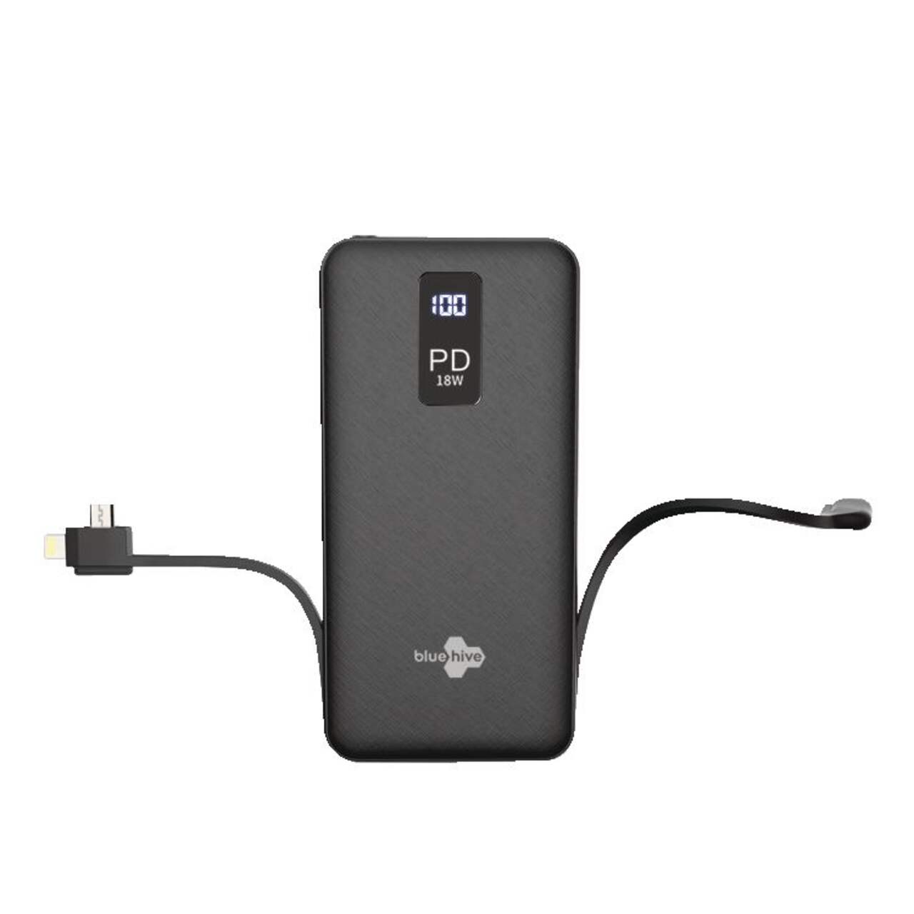 Bluehive PD 20,000 mAh Power Bank with Built-in Cable, Battery Charge  Indicator