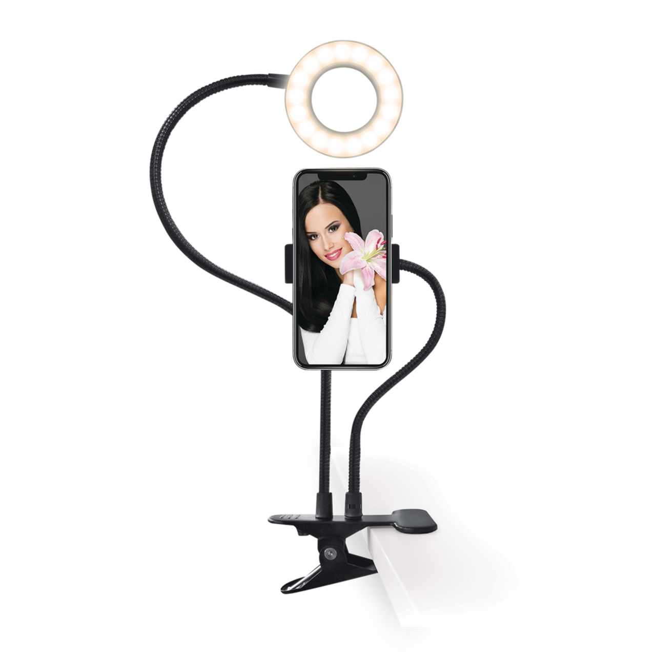 Merkury Selfie Studio Ring Light Phone Holder with Bluetooth 3.3 in