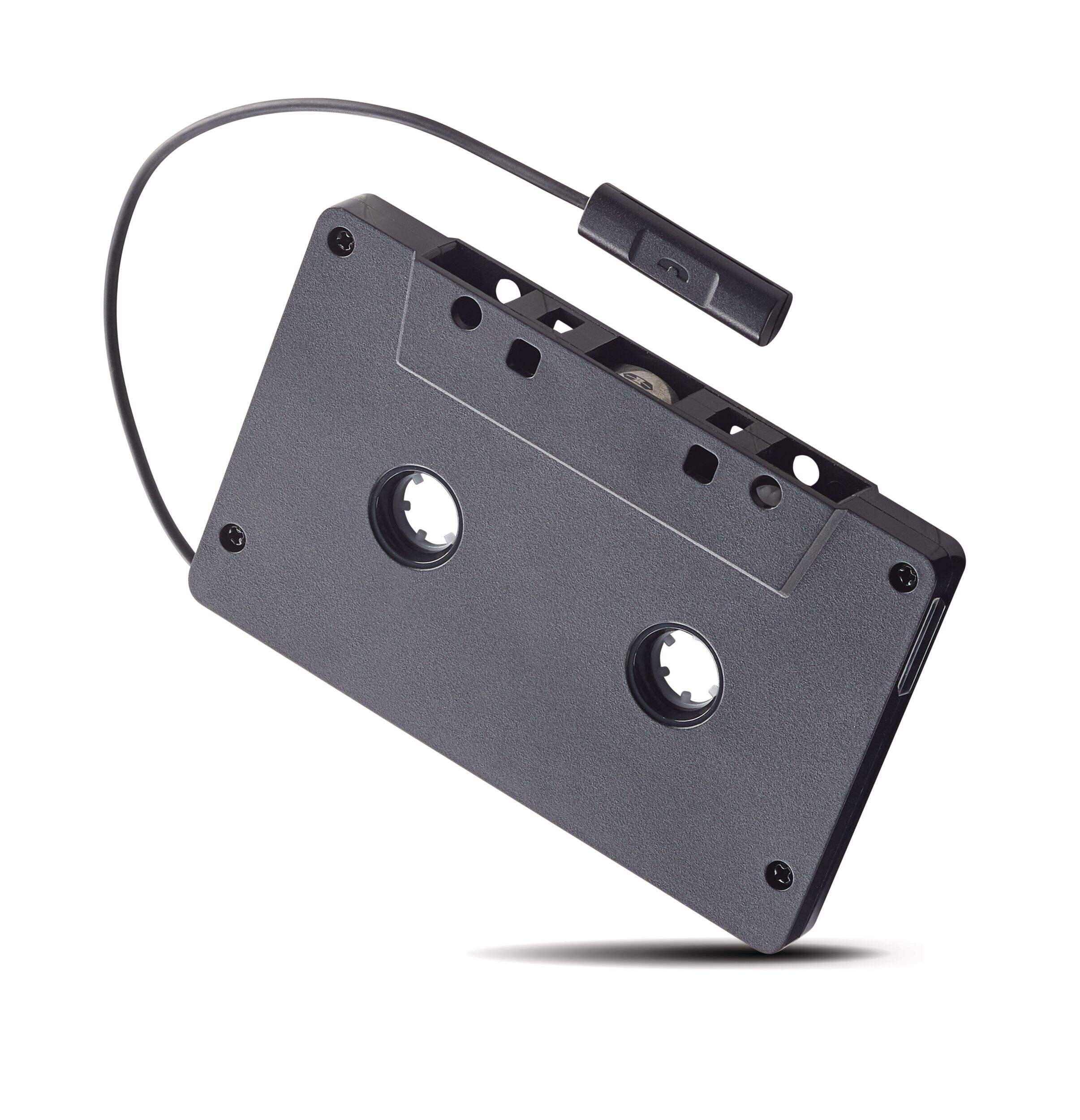 Bluehive Bluetooth Audio Cassette Adapter with Built-in Microphone, Black Front_Angled_Left
