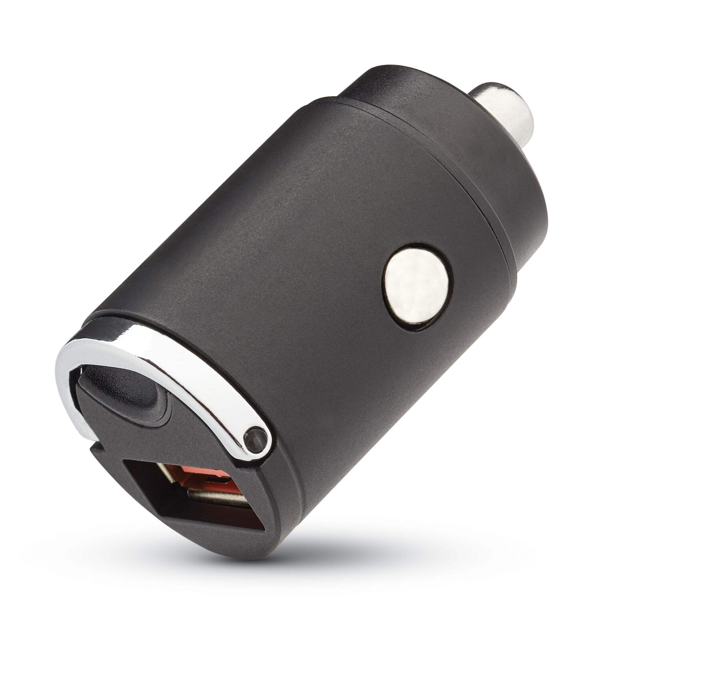 Bluehive Super Mini Aluminium USB A Car Charger Front_Three_Fourths_Angled_Right