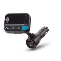 Bluehive Gooseneck Bluetooth FM Transmitter, USB Charger, Black Front_Angled_Left