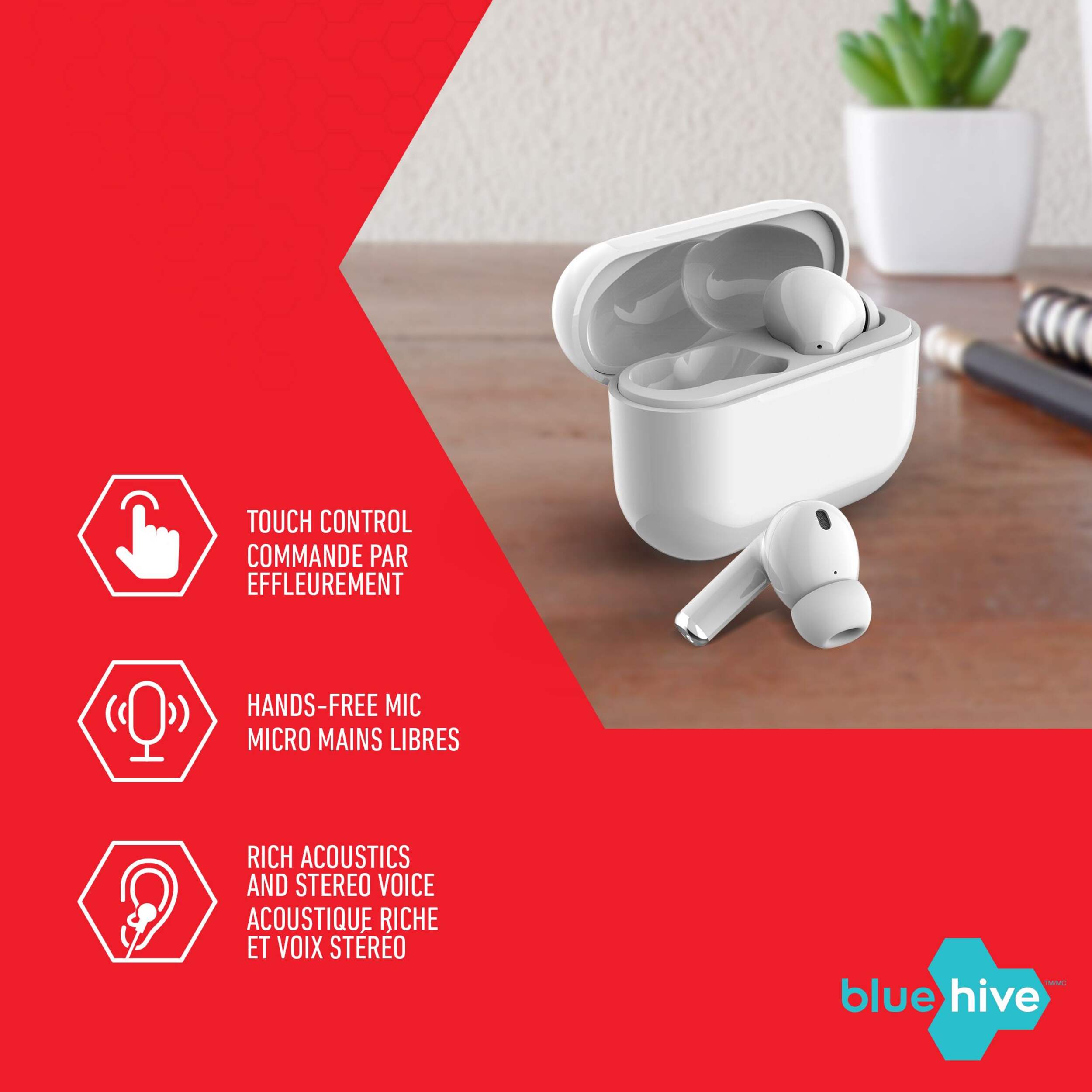 Bluehive Bluepods+ Wireless Charging Earbuds with 27.5 Hour Battery