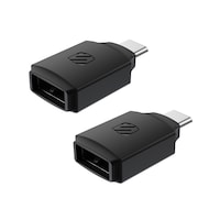 Scosche USB-C to USB-A Adapter, Fast Data Transfer Speeds, Apple® Carplay™ Compatible, Black, 2-pk Front_Three_Fourths_Angled_Left