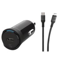 Scosche Powervolt™ PD20 Car Charger with Cable & Power Delivery 3.0 Charge, Black Composite_or_Mixed
