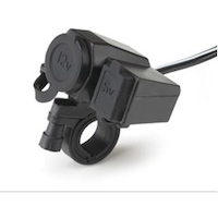 Bluehive 12V Dual USB Charger, Motorcycle Socket with Cigarette Lighter Adapter Front_Angled_Left